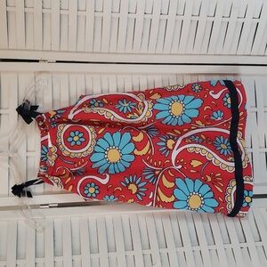 Hanna Anderson red flora shoulder tie straps tunic dress size 6